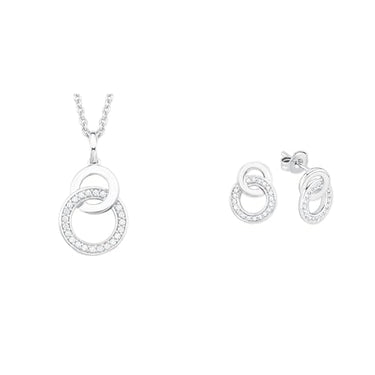 s.Oliver Kette mit Anhänger 925 Sterling Silber Damen Halsschmuck & Ohrhänger 925 Sterling Silber Damen Ohrschmuck, mit Zirkonia synth., 1,3 cm, Silber, Kommt in Schmuck Geschenk Box, 2015121 im Sale
